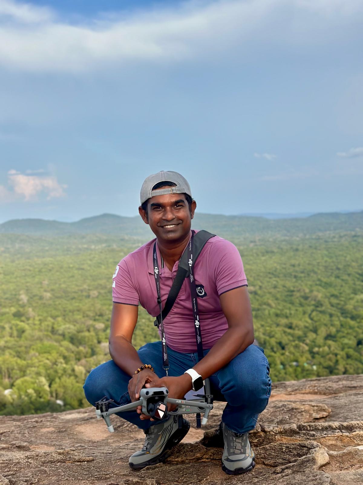 krish sitting with drone